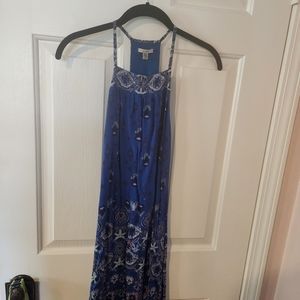 Ecoté Floral Open Back Blue Dress - Size S